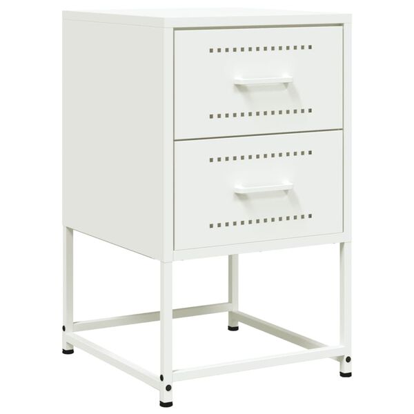 vidaXL Κομοδίνο Λευκό 36x39x60,5 εκ. από Χάλυβα
