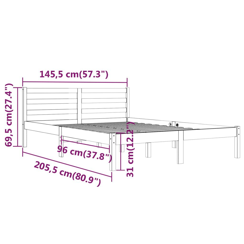 vidaXL Πλαίσιο Κρεβατιού Λευκό 140 x 200 εκ. από Μασίφ Ξύλο Πεύκου