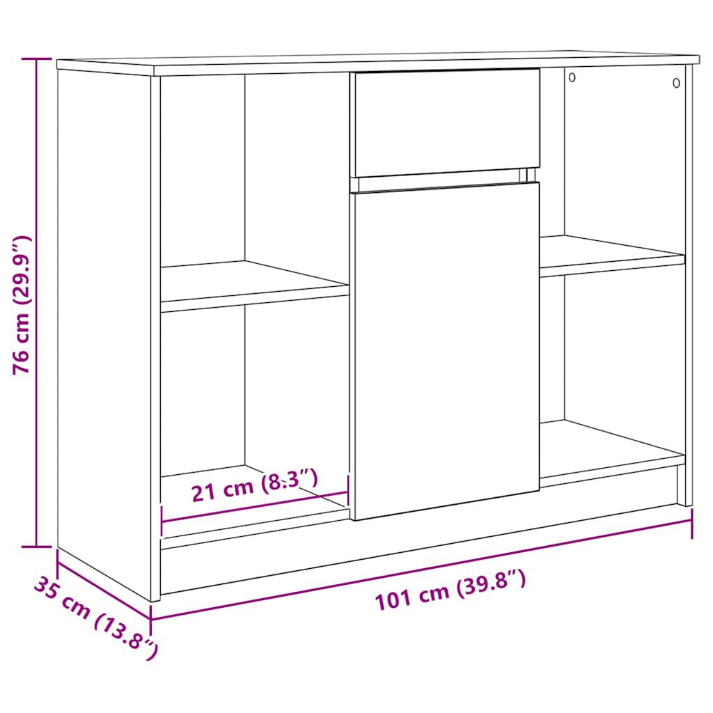 vidaXL Συρταριέρα με Συρτάρια Καπνιστή Δρυς 101x35x76 εκ. Επεξ. Ξύλο