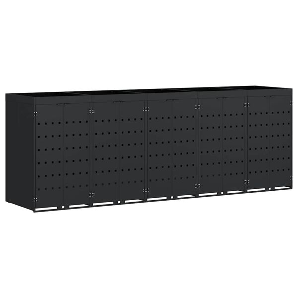 vidaXL Αποθήκη τροχήλατου κάδου για 5 κάδους Μαύρο