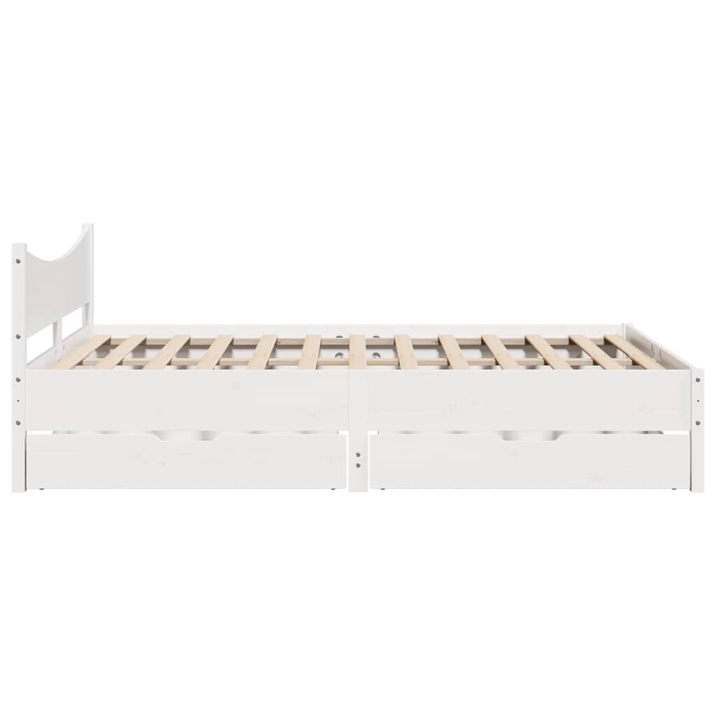 vidaXL Πλαίσιο Κρεβατιού Συρτάρια Λευκό 120x200 εκ. Μασίφ Ξύλο Πεύκου