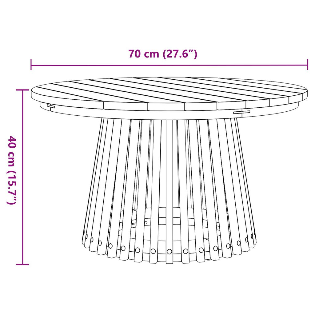 vidaXL Τραπέζι Καφέ Κήπου Ø70x40 εκ Μασίφ Ξύλο Teak