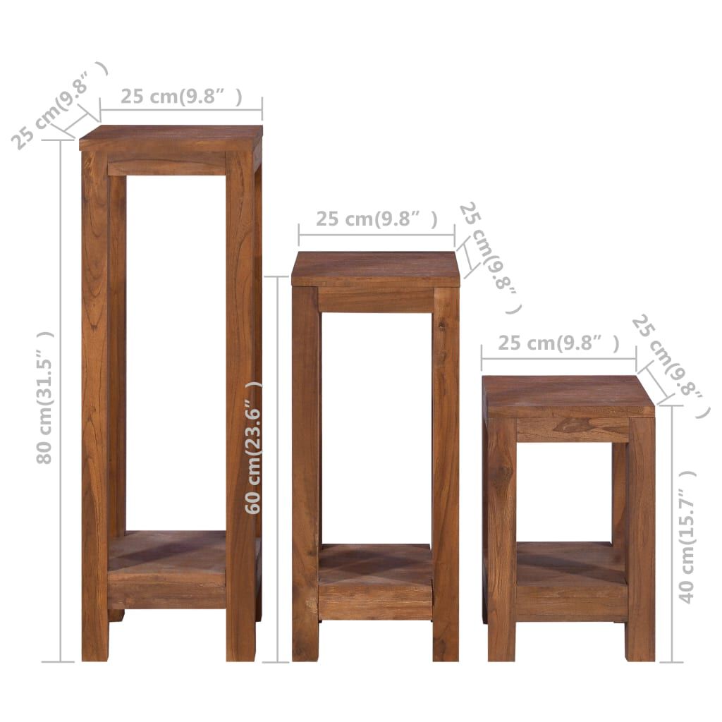 vidaXL Ανθοστήλες 3 τεμ. από Μασίφ Ξύλο Teak