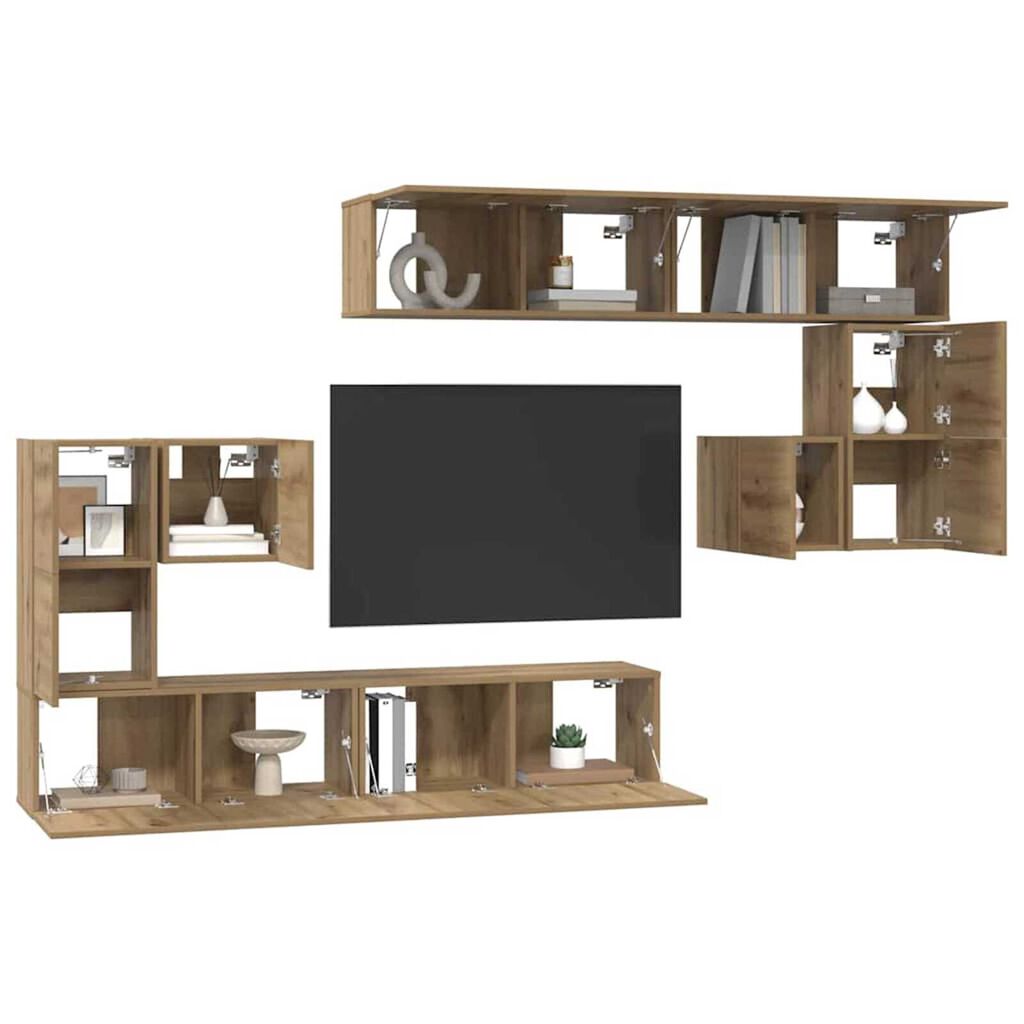 vidaXL Σετ επίπλου τηλεόρασης Επιτοίχιο 8 pcs artisan δρυς