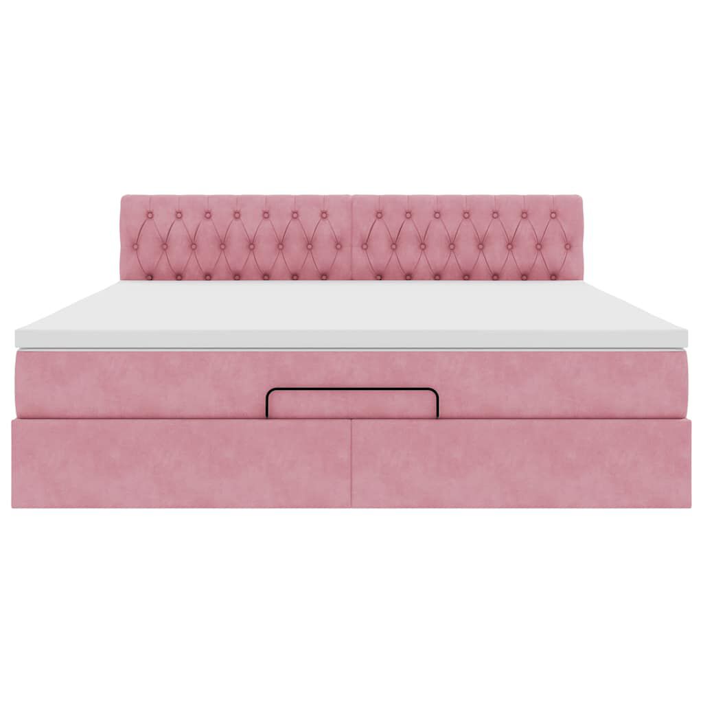 vidaXL Οθωμανικό κρεβάτι με στρώμα ροζ 180x200cm Velvet