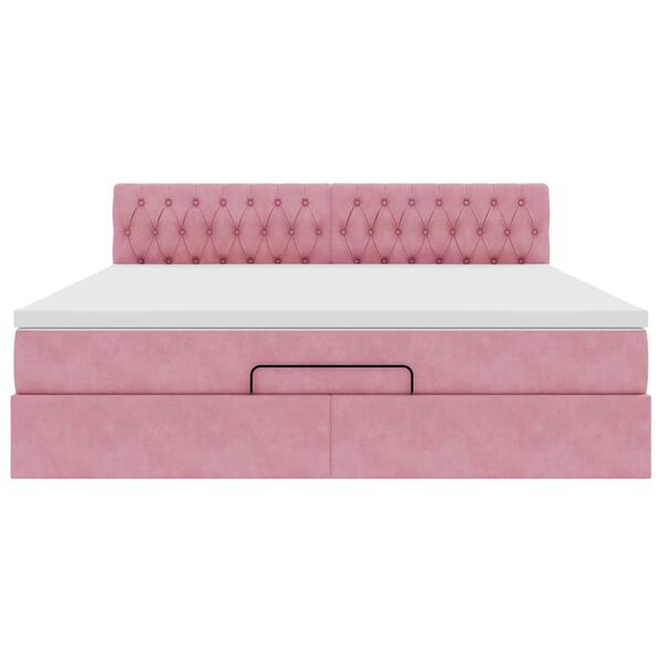 vidaXL Οθωμανικό κρεβάτι με στρώμα ροζ 180x200cm Velvet