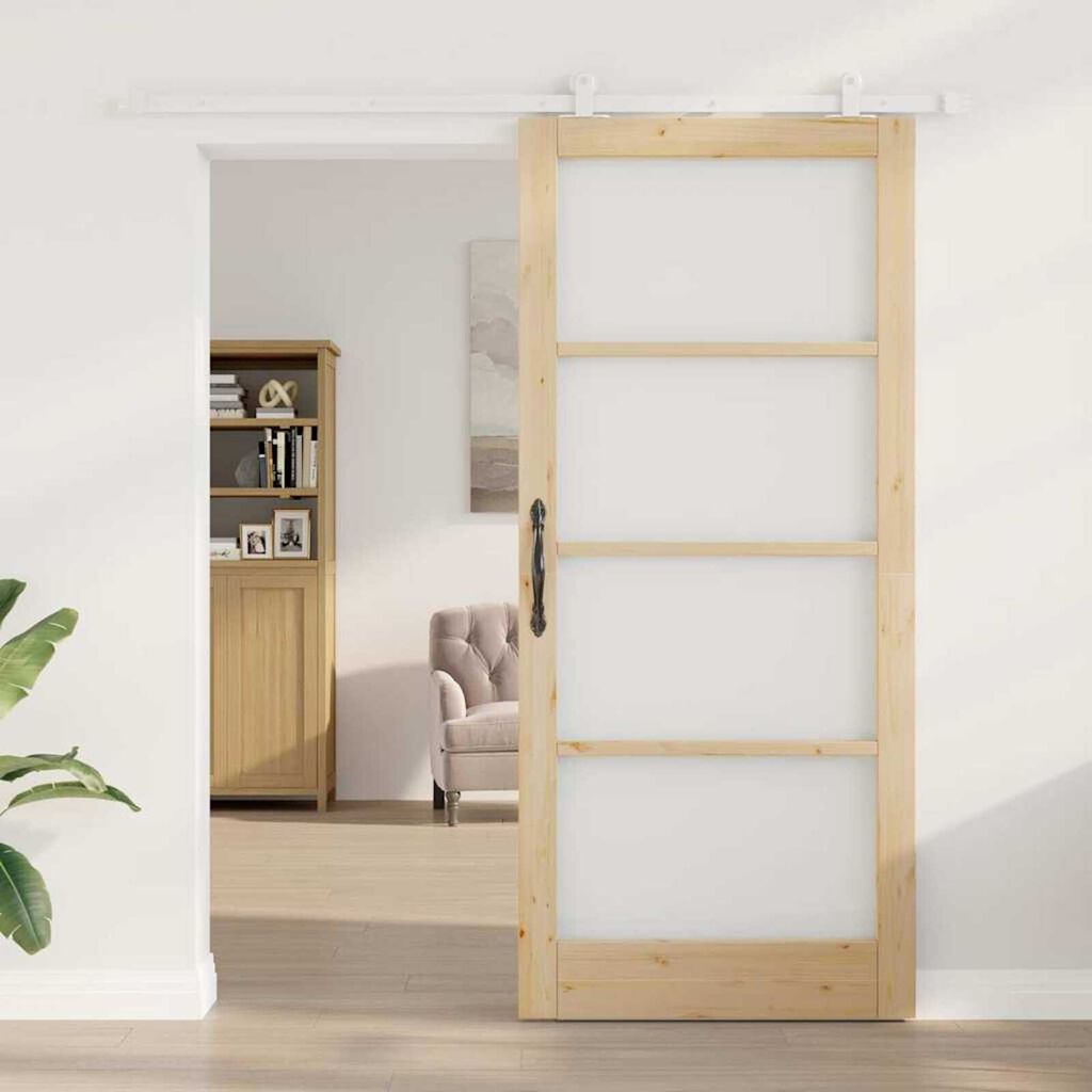 vidaXL Συρόμενη Πόρτα ORKDAL Καφέ 93 x 211 εκ. Ξύλο και μέταλλο