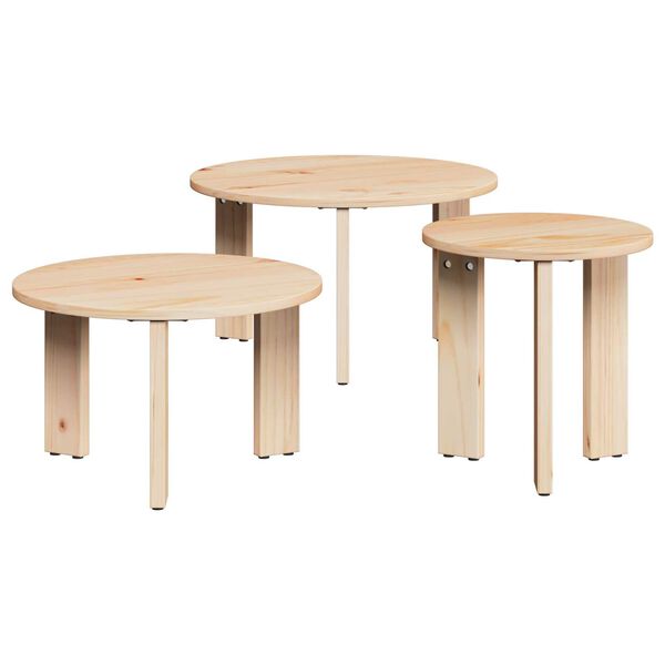 vidaXL Τραπεζάκι σαλονιού 3 pcs Φυσικό 47.5 x 47.5 x 27 εκ.