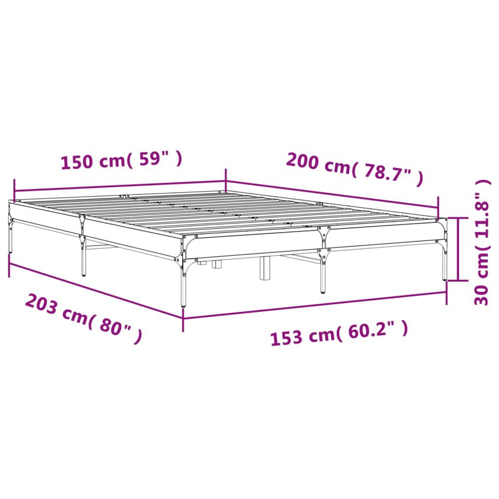 vidaXL Πλαίσιο Κρεβατιού Μαύρο 160x200 εκ. Επεξ. Ξύλο & Μέταλλο