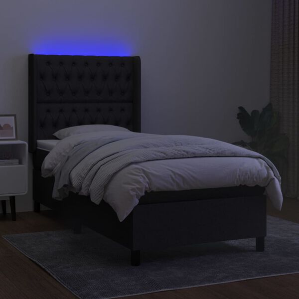 vidaXL &Kappa;&rho;&epsilon;&beta;ά&tau;&iota; Boxspring &mu;&epsilon; &Sigma;&tau;&rho;ώ&mu;&alpha; & LED &Mu;&alpha;ύ&rho;&omicron; 100x200 &epsilon;&kappa;. &Upsilon;&phi;&alpha;&sigma;&mu;ά&tau;&iota;&nu;&omicron;