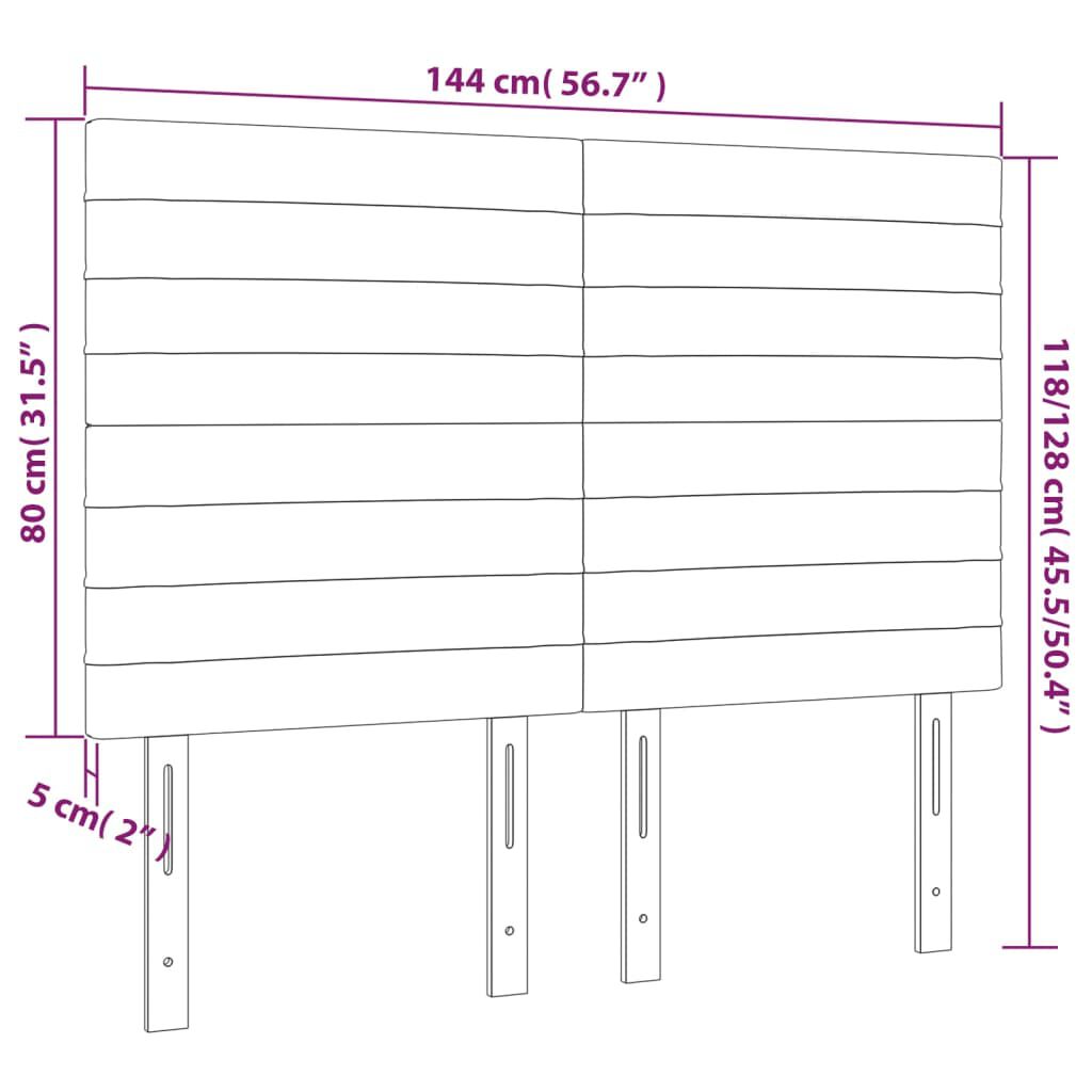 vidaXL Κεφαλάρι Κρεβατιού LED Μαύρο 144x5x118/128 εκ. Βελούδινο