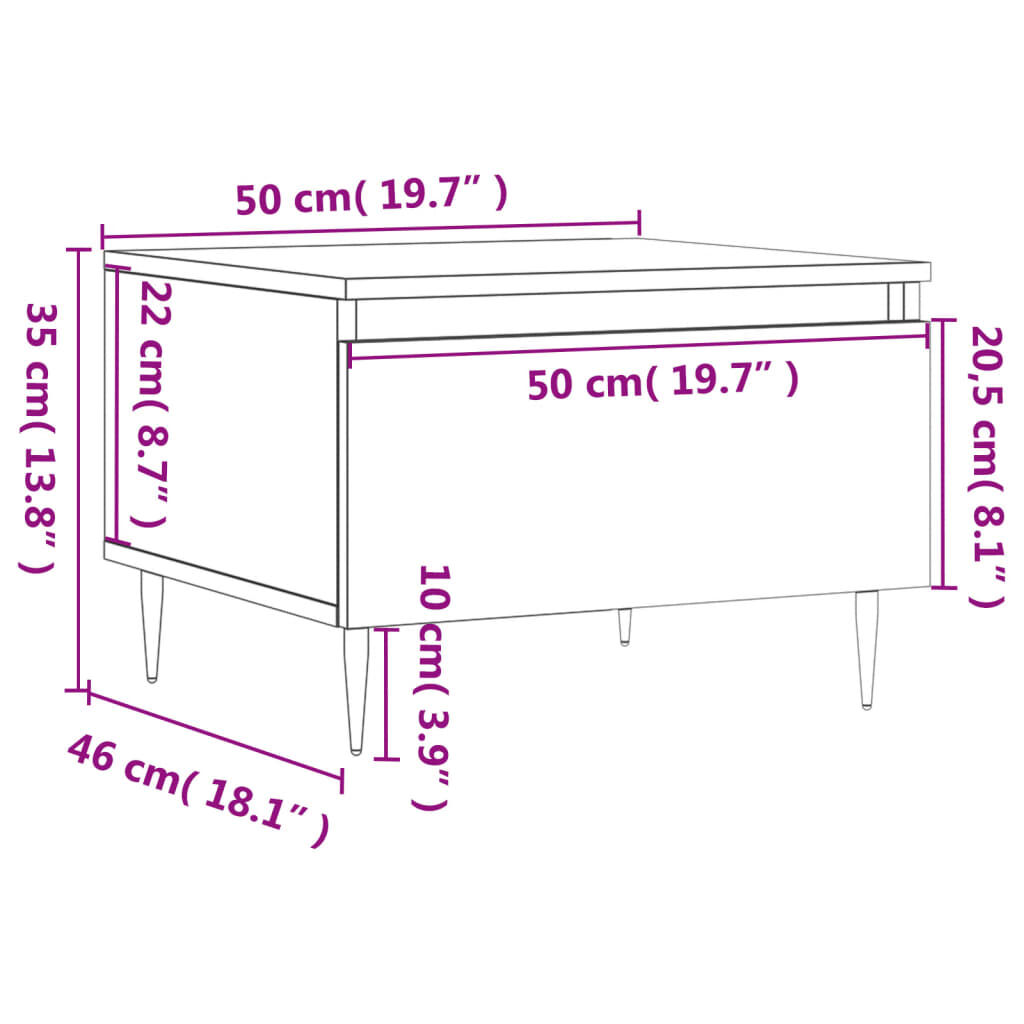 vidaXL Τραπεζάκι Σαλονιού Καφέ Δρυς 50x46x35 εκ. Επεξεργασμένο Ξύλο