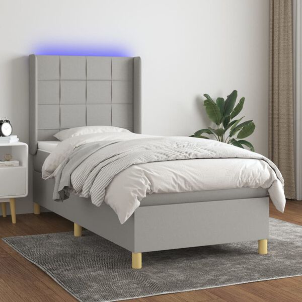 vidaXL &Kappa;&rho;&epsilon;&beta;ά&tau;&iota; Boxspring &mu;&epsilon; &Sigma;&tau;&rho;ώ&mu;&alpha; & LED &Alpha;&nu;.&Gamma;&kappa;&rho;&iota; 100x200&epsilon;&kappa;. &Upsilon;&phi;&alpha;&sigma;&mu;ά&tau;&iota;&nu;&omicron;