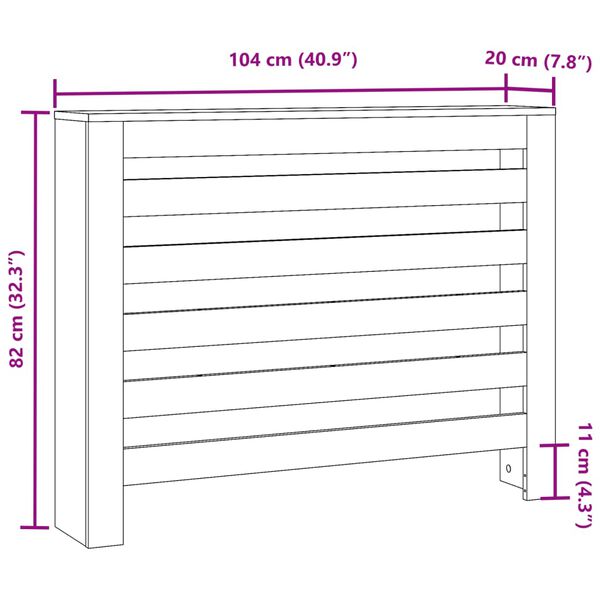 vidaXL Κάλυμμα Καλοριφέρ Καπνιστή Δρυς 104x20x82εκ. Επεξεργασμένο Ξύλο