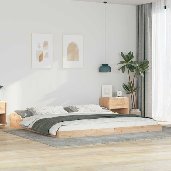 vidaXL Σκελετός Κρεβατιού Καφέ 200 x 210 cm Μασίφ ξύλο πεύκου