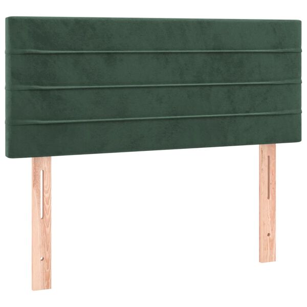 vidaXL Κρεβάτι Boxspring με Στρώμα Σκούρο Πράσινο 90x200 εκ. Βελούδινο