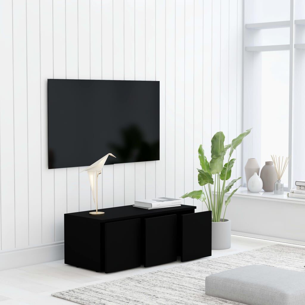 vidaXL Έπιπλο Τηλεόρασης Μαύρο 80 x 34 x 30 εκ. από Επεξ. Ξύλο