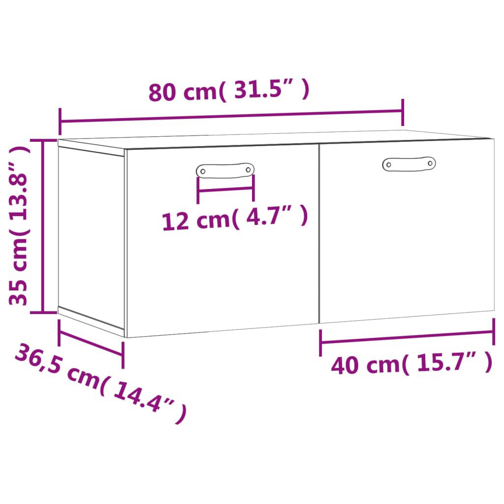 vidaXL Ντουλάπι Τοίχου Λευκό 80 x 36,5 x 35 εκ. από Επεξεργασμένο Ξύλο