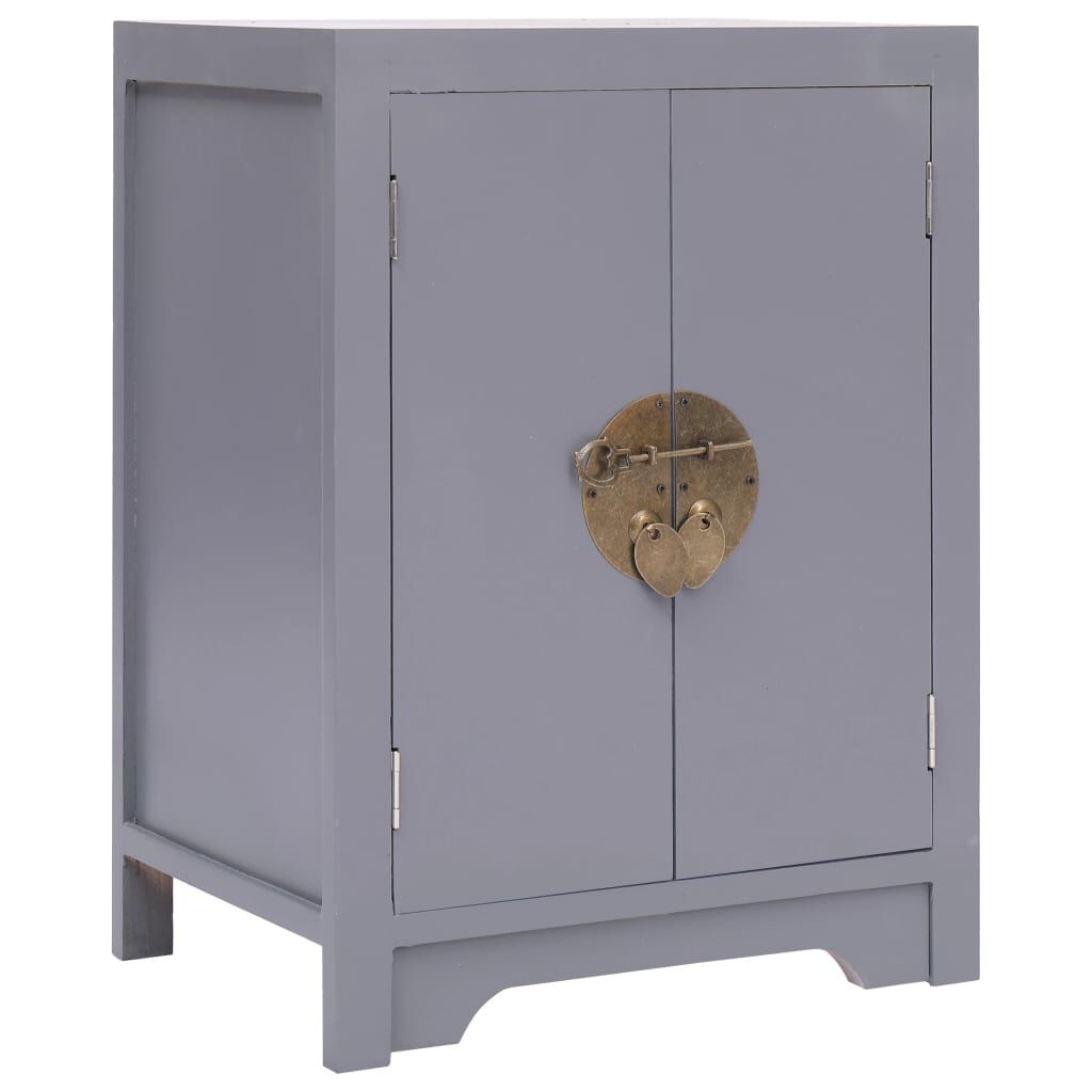 vidaXL Κομοδίνο Γκρι 38 x 28 x 52 εκ. από Ξύλο Παυλώνιας
