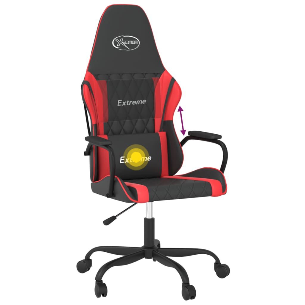 vidaXL Καρέκλα Gaming Μασάζ Μαύρο/Κόκκινο από Συνθετικό Δέρμα