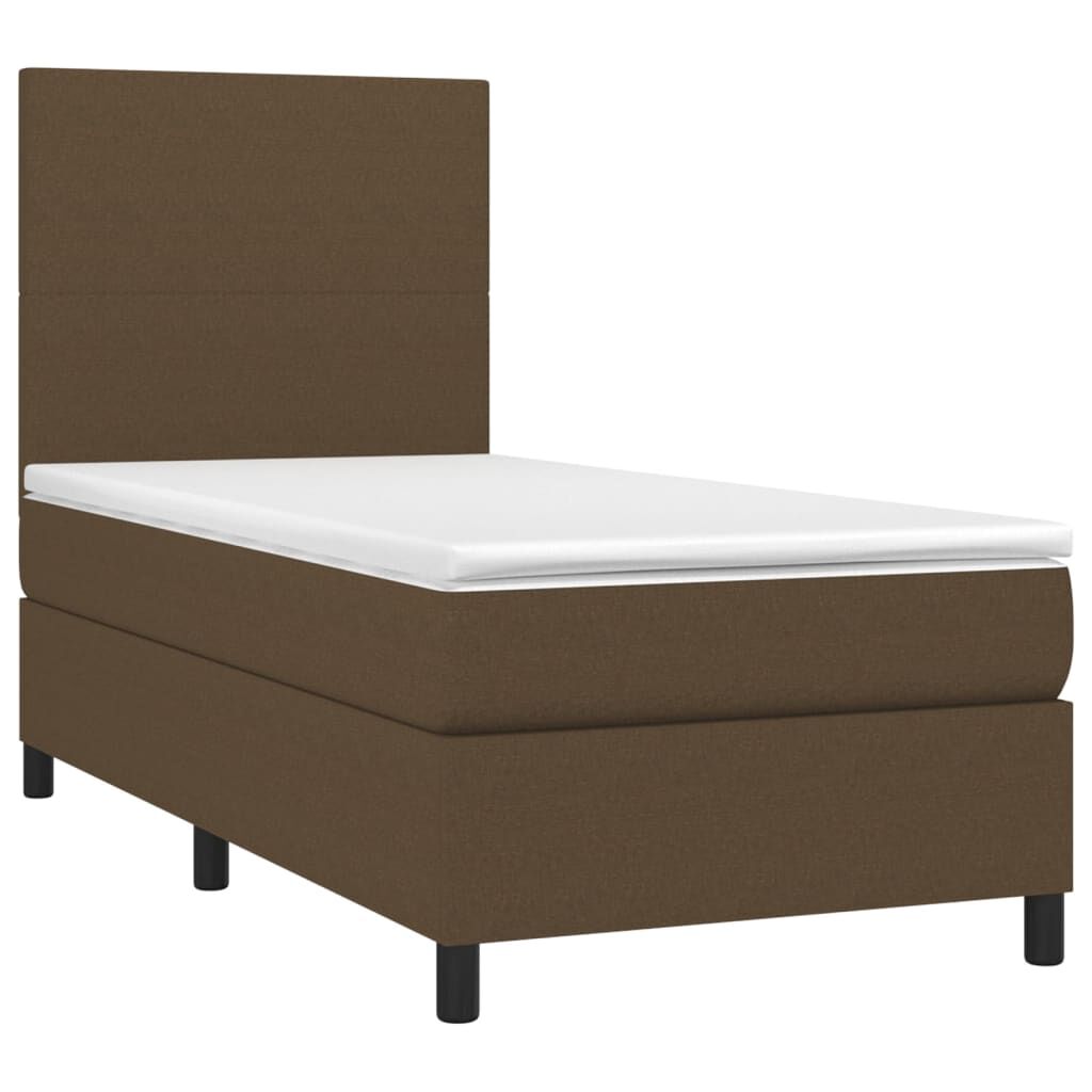 vidaXL Κρεβάτι Boxspring με Στρώμα & LED Σκ.Καφέ 80x200 εκ. Υφασμάτινο