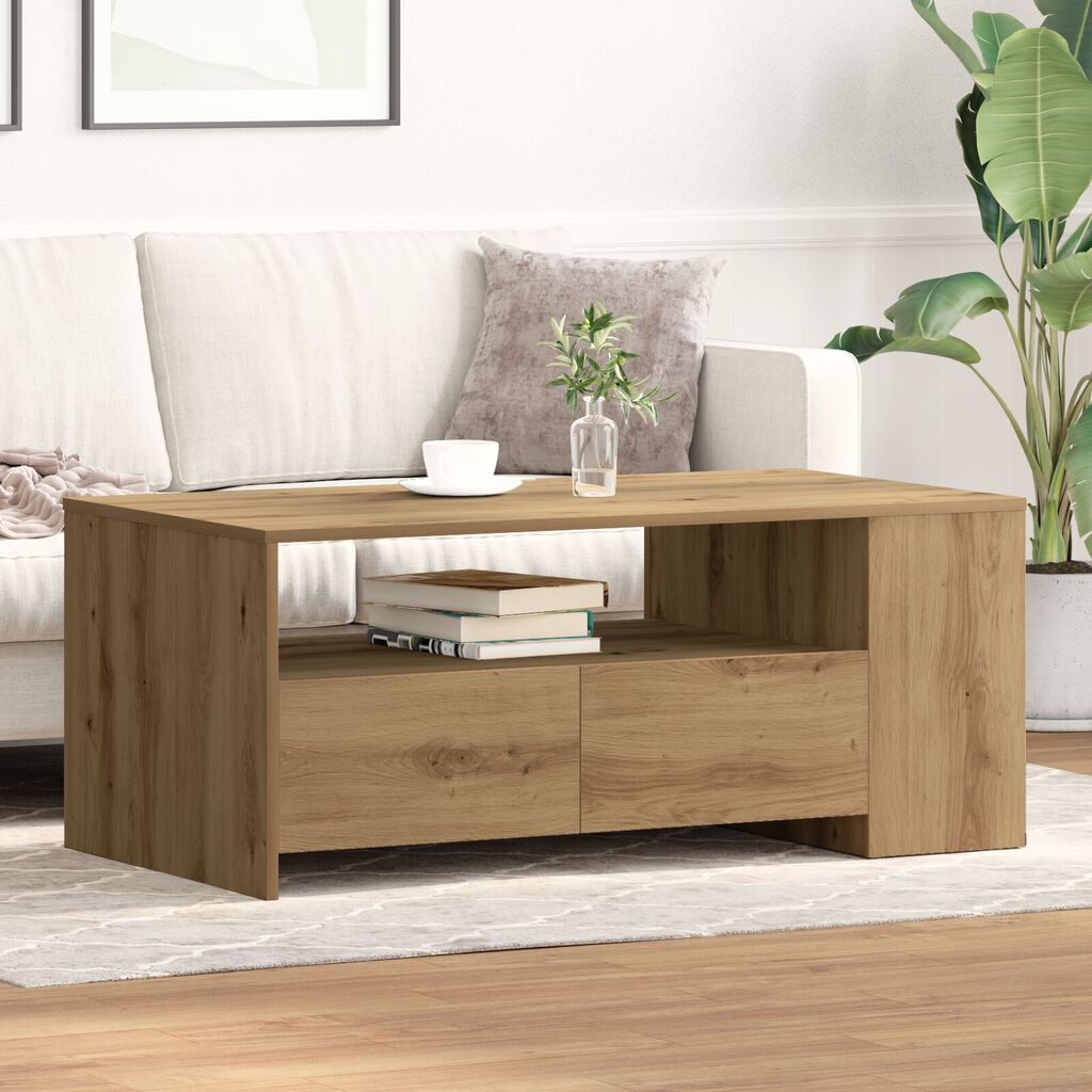 vidaXL Τραπέζι του καφέ - Δρυς Artisan - 102x55x43.5 εκ - Κατασκευασμένο από Επεξεργασμένο Ξύλο