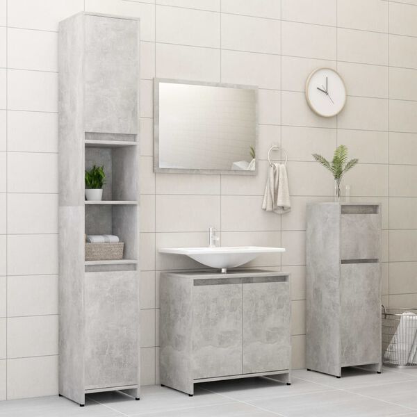 vidaXL Στήλη Μπάνιου Γκρι του Σκυροδέματος 30x30x95 εκ. Επεξ. Ξύλο