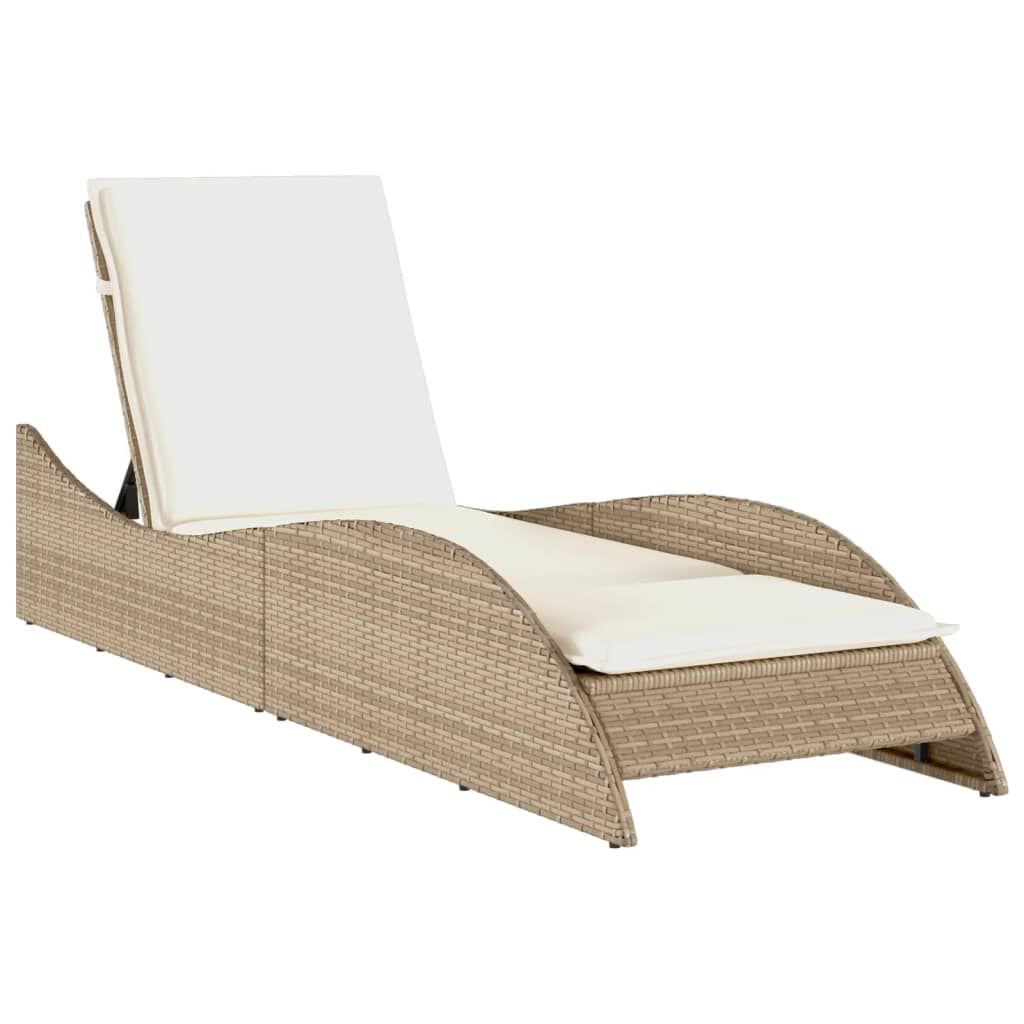 vidaXL Ξαπλώστρα Μπεζ 60x205x73 εκ. από Συνθετικό Ρατάν με Μαξιλάρι