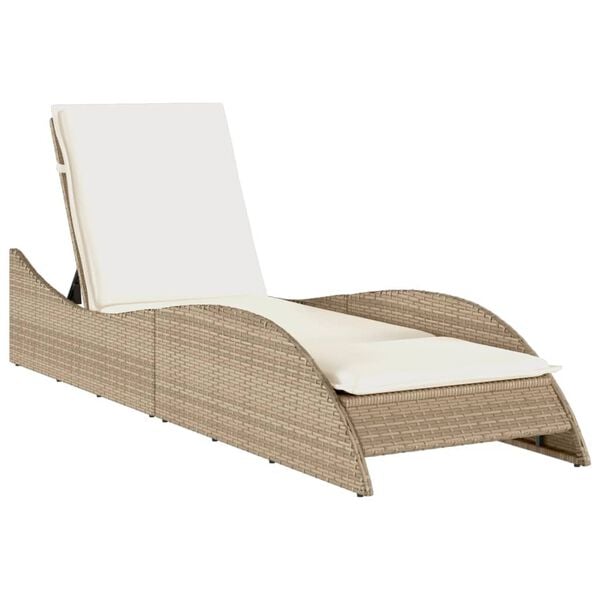 vidaXL Ξαπλώστρα Μπεζ 60x205x73 εκ. από Συνθετικό Ρατάν με Μαξιλάρι