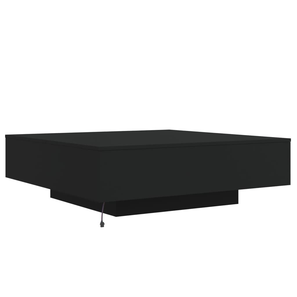 vidaXL Τραπεζάκι Σαλονιού με Φώτα LED Μαύρο 100x100x31 εκ.