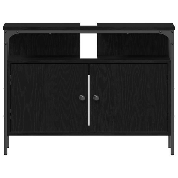 vidaXL Ντουλάπα Νιπτήρα Μαύρο Δρυς 80x30x60 εκ. Κατασκευασμένο ξύλο