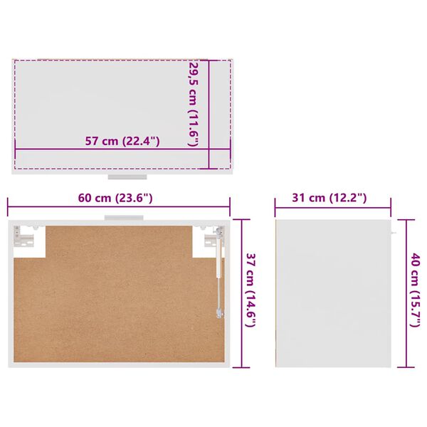 vidaXL Ντουλάπι Κρεμαστό Lyon Lyon Λευκό 60x31x40 εκ. από Επεξ. Ξύλο