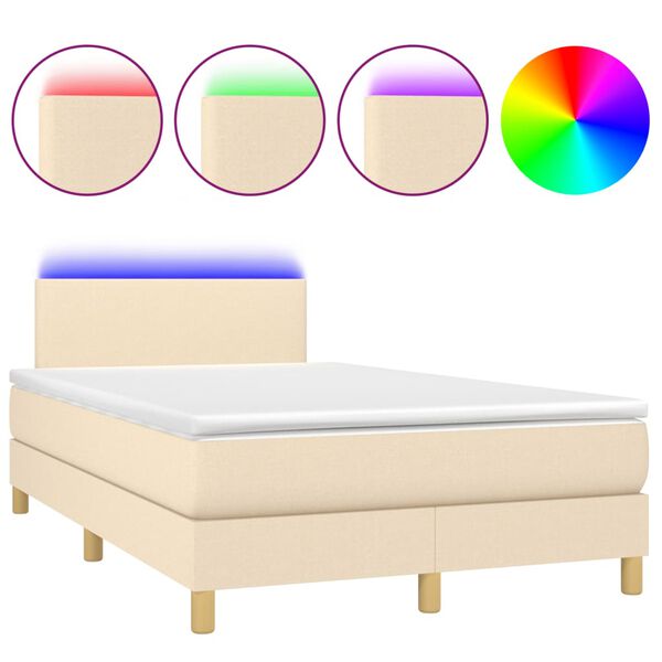 vidaXL &Kappa;&rho;&epsilon;&beta;ά&tau;&iota; Boxspring &mu;&epsilon; &Sigma;&tau;&rho;ώ&mu;&alpha; & LED &Kappa;&rho;&epsilon;&mu; 120x190 &epsilon;&kappa;. &Upsilon;&phi;&alpha;&sigma;&mu;ά&tau;&iota;&nu;&omicron;