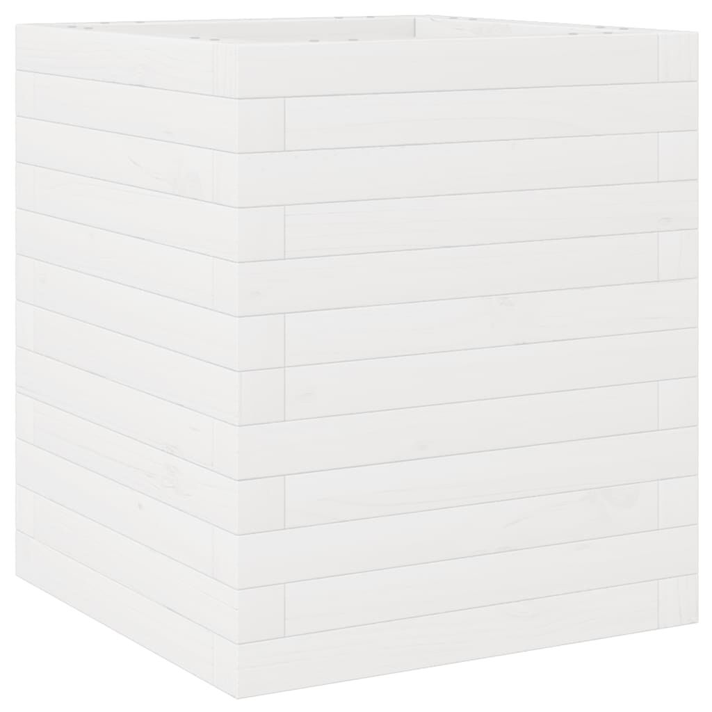 vidaXL Ζαρντινιέρα Κήπου Λευκή 40x40x46 εκ. από Μασίφ Ξύλο Πεύκου