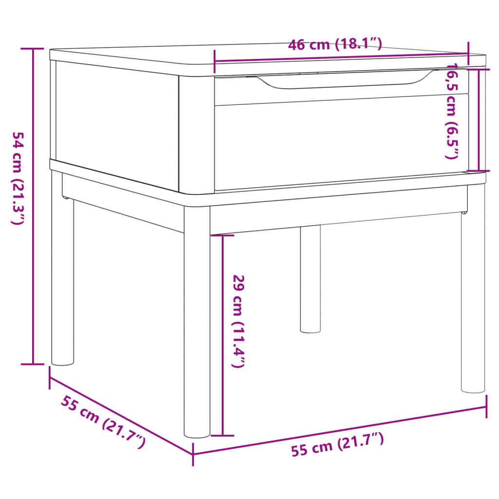 vidaXL Τραπεζάκι FLORO Γκρι 55x55x54 εκ από Μασίφ Ξύλο Πεύκου