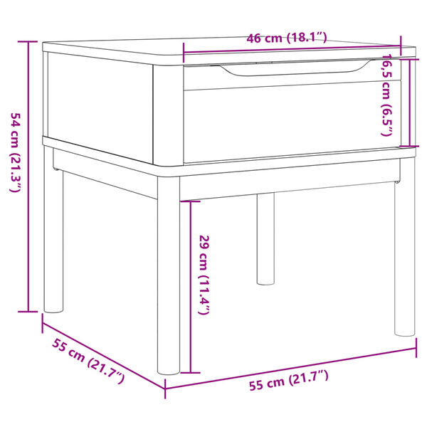vidaXL Τραπεζάκι FLORO Γκρι 55x55x54 εκ από Μασίφ Ξύλο Πεύκου