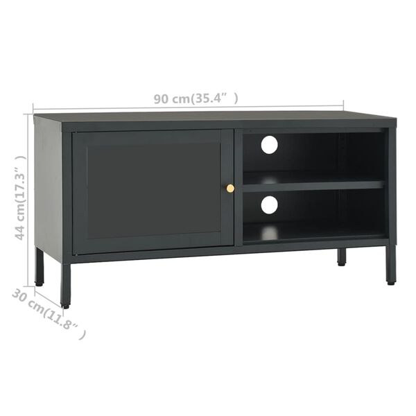vidaXL Έπιπλο Τηλεόρασης Ανθρακί 90 x 30 x 44 εκ. από Ατσάλι και Γυαλί