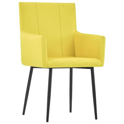 vidaXL Καρέκλες Τραπεζαρίας με Μπράτσα 2 τεμ. Κίτρινες Υφασμάτινες