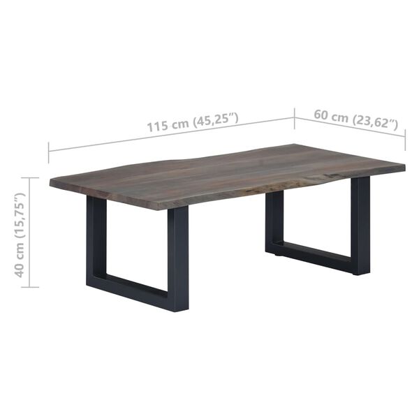 vidaXL Τραπεζάκι Σαλονιού Live Edge Γκρι 115x60x40 εκ. Ξύλο Ακακίας