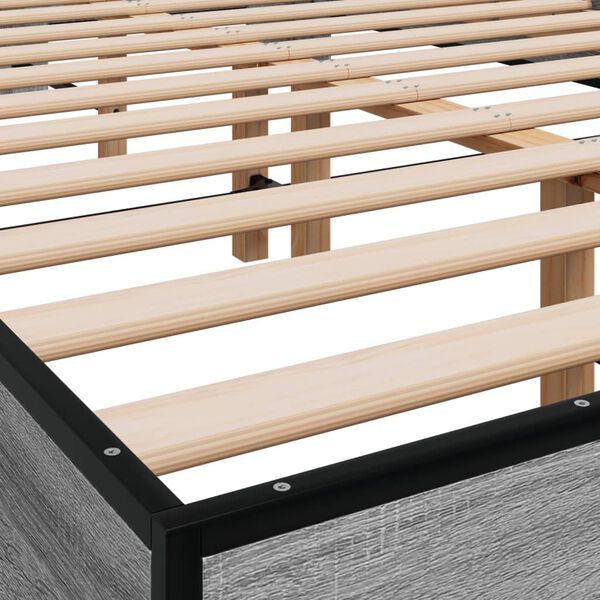 vidaXL Πλαίσιο Κρεβατιού Γκρι Sonoma 140x200 εκ. Επεξ. Ξύλο & Μέταλλο