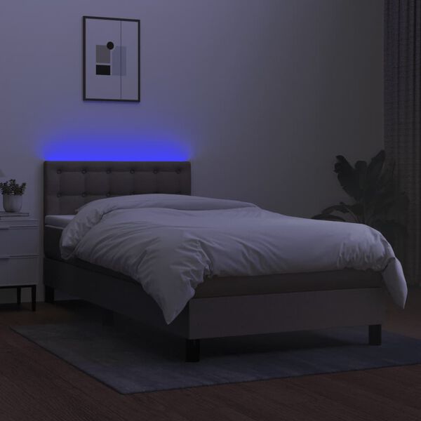 vidaXL &Kappa;&rho;&epsilon;&beta;ά&tau;&iota; Boxspring &mu;&epsilon; &Sigma;&tau;&rho;ώ&mu;&alpha; & LED Taupe 80x200 &epsilon;&kappa;. &Upsilon;&phi;&alpha;&sigma;&mu;ά&tau;&iota;&nu;&omicron;