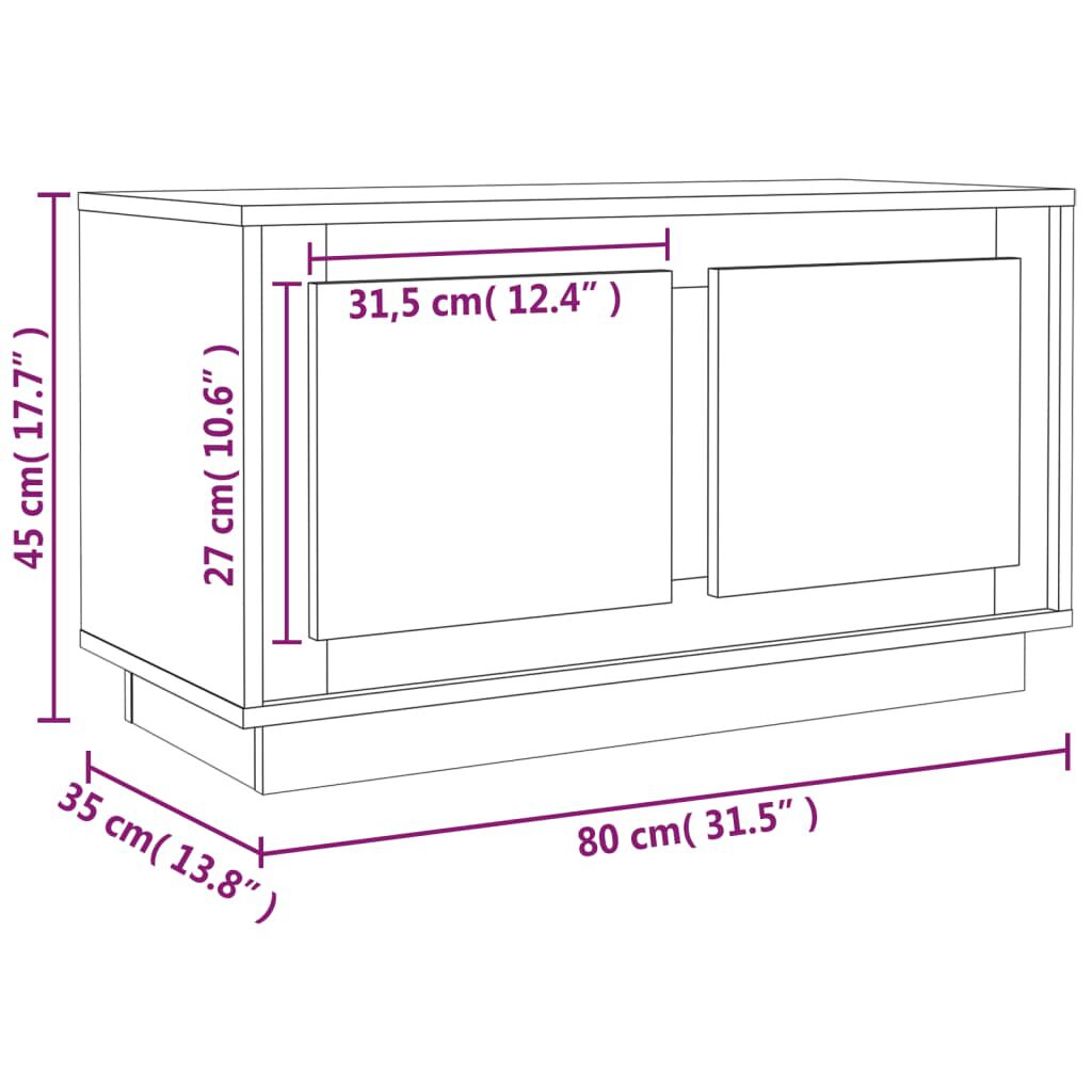 vidaXL Έπιπλο Τηλεόρασης Λευκό 80 x 35 x 45 εκ. από Επεξεργασμένο Ξύλο