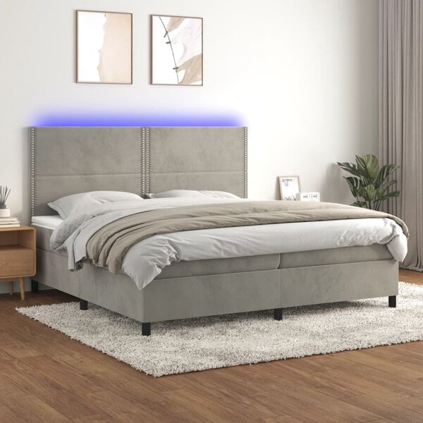vidaXL &Kappa;&rho;&epsilon;&beta;ά&tau;&iota; Boxspring &mu;&epsilon; &Sigma;&tau;&rho;ώ&mu;&alpha; & LED &Alpha;&nu;.&Gamma;&kappa;&rho;&iota; 200x200 &epsilon;&kappa;. &Beta;&epsilon;&lambda;&omicron;ύ&delta;&iota;&nu;&omicron;