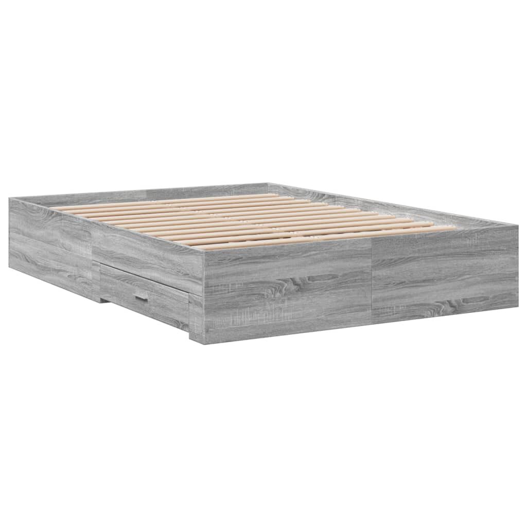 vidaXL Πλαίσιο Κρεβατιού με συρτάρια Γκρι sonoma 120x190εκ. Επεξ. Ξύλο