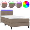 vidaXL &Kappa;&rho;&epsilon;&beta;ά&tau;&iota; Boxspring &mu;&epsilon; &Sigma;&tau;&rho;ώ&mu;&alpha; & LED Taupe 90x190 &epsilon;&kappa;. &Upsilon;&phi;&alpha;&sigma;&mu;ά&tau;&iota;&nu;&omicron;