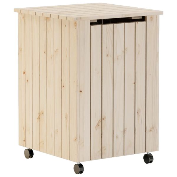vidaXL Καλάθι Άπλυτων με Τροχούς RANA 45x45x64εκ. Μασίφ Ξύλο Πεύκου