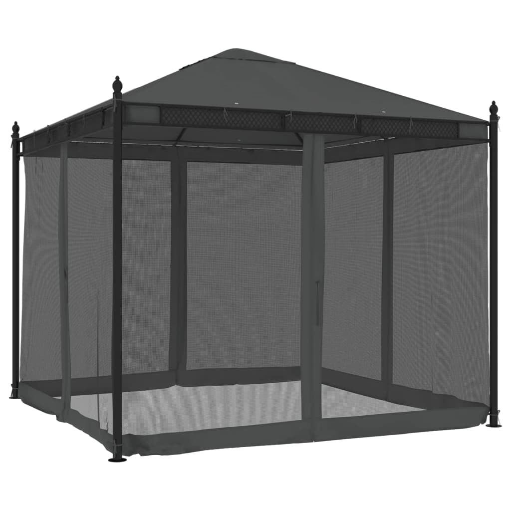 vidaXL Κιόσκι με Τοίχους από Δίχτυ Ανθρακί 2,93x2,93 μ. από Ατσάλι