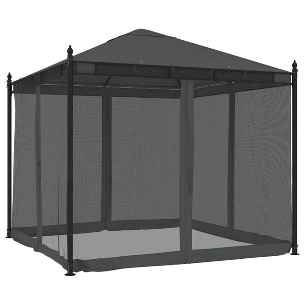 vidaXL Κιόσκι με Τοίχους από Δίχτυ Ανθρακί 2,93x2,93 μ. από Ατσάλι