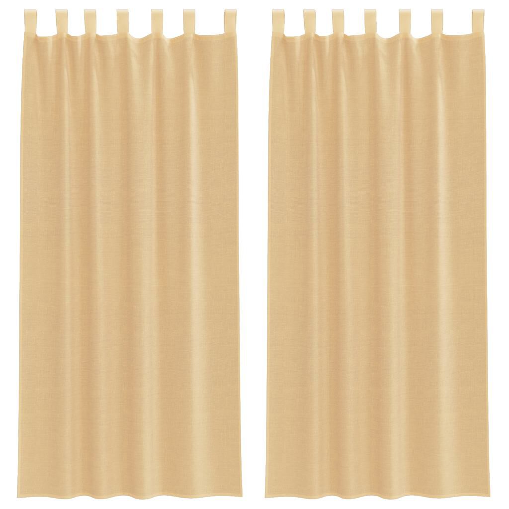 vidaXL Κουρτίνες Voile με βρόχους 2 τεμάχια Άμμος 140x225 cm