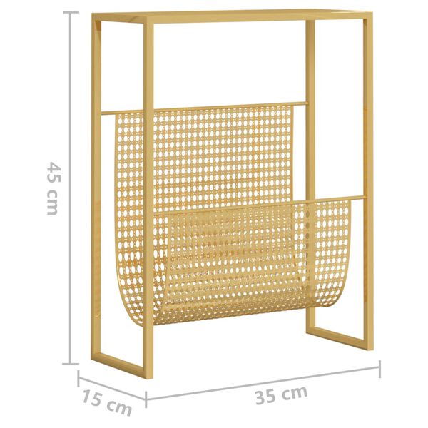 vidaXL Ραφιέρα Περιοδικών Χρυσή 35 x 15 x 45 εκ. από Ατσάλι